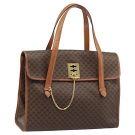 Céline Borsa tote in tela Macadam CELINE in pelle PVC marrone oro Auth LNZ801