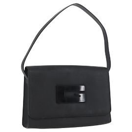 Borsa a Spalla in Pelle Nera e Argento GUCCI 001 3064 Auth BSZ351