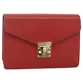 VERSACE Sunburst Clutch Tasche aus Leder Rot Gold Auth am11180A - Versace
