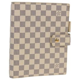 LOUIS VUITTON Cubierta de Planificador Diario Agenda GM Damier Azur R20708 LV Auth 150903SAV