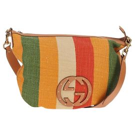 Borsa a Spalla Intrecciata GUCCI in Tela Multicolore Oro Auth 134341SAV
