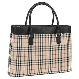 Borsa a mano in tela beige con motivo Nova Check Burberry argento autentica am9603V