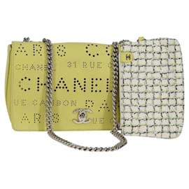 CHANEL Ketten-Schultertasche Leder 2-in-1 Gelb CC Auth 130486SM - Chanel