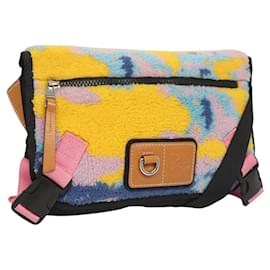 LOEWE Borsa Messenger Anagram Piccola in Lana Nera Argento Auth 132972SAM