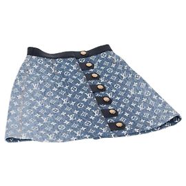 Falda A de denim Monogram Jaguar LOUIS VUITTON 34 Azul 1A9NK9 Auth LV 133644SAM