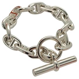 HERMES Chene Dunkle MM Armband Ag925 14 Links Silber Auth 132989SM - Hermès