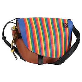LOEWE Borsa a Spalla Anagram Rainbow Gate in Pelle Marrone Auth 134968SAM - Loewe