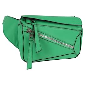 LOEWE Borsa a corpo Anagram Puzzle in pelle verde argento Auth 133192SAM - Loewe