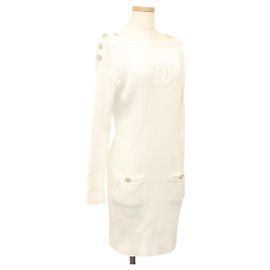 CHANEL Macacão de Malha Branco CC Auth BA1351M