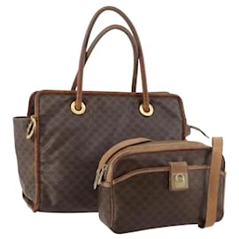 Borsa a Spalla in Tela Macadam CELINE in Pelle PVC 2 Pezzi Marrone Auth bs33753 - Céline