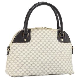 Céline Borsa a mano in tela Macadam CELINE in pelle PVC bianca e oro Auth LNZ710