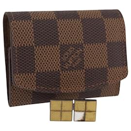LOUIS VUITTON Bottoni da Polso Damier Ebene LV Auth BA11622