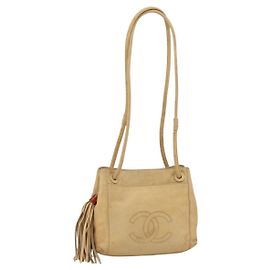 CHANEL Matelassé Tote Bag aus Lammleder Beige CC Auth bs34128