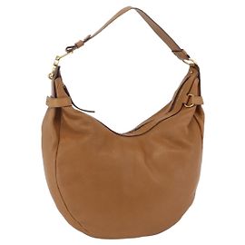 Borsa a Spalla Gancini in Pelle Marrone Oro Salvatore Ferragamo Auth gh1932