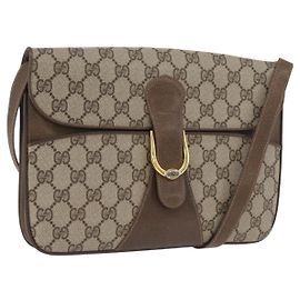 Gucci Borsa a Spalla GG Supreme PVC Beige Oro Auth AMZ406