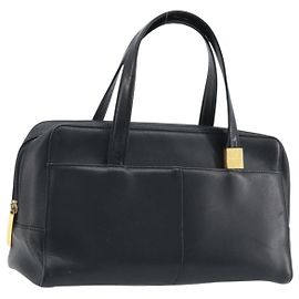 Borsa a mano in pelle nera e oro BURBERRY Auth ep13929