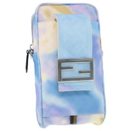 Borsa a Spalla in Tela Zucca FENDI Azzurro Chiaro Auth 62025SAV