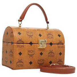 Borsa MCM Logogram Vicetos in pelle PVC 2 in 1 marrone oro Auth 124762A