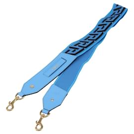 VERSACE Schultergurt aus Canvas und Leder 37,8"" Hellblau Gold Auth hk3507 - Versace