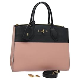LOUIS VUITTON City Steamer PM Borsa a Mano Pelle Nera Magnolia M51590 Auth 81144V