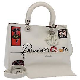 Borsa a mano in pelle Christian Dior 2way Argento Bianco Auth ep5275SAV