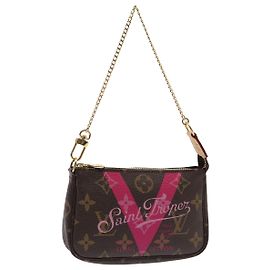 LOUIS VUITTON Monogramm V Linie Mini Pochette Accessoires Pouch Rosa Auth am6931SAV