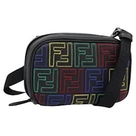 Bolsa de Ombro em Lona Zucca FENDI Multicolorida Preta Auth 112594SAM - Fendi