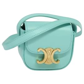 Borsa a spalla mini Claude Triomphe in pelle azzurro chiaro Auth 114195SAV - Céline