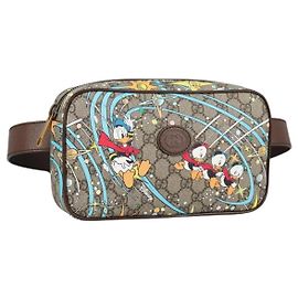 GUCCI GG Supreme Disney Collaboration Waist Bag PVC Beige 602695 Auth 141153SM