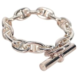 Bracelete Chaine d'Ancre MM HERMES Ag925 14 Elos Prata Auth 134934SM - Hermès