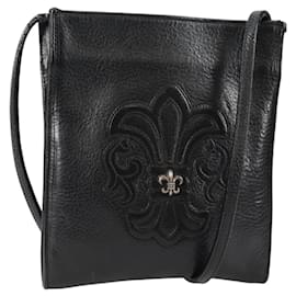 Borsa Gunslinger in pelle nera con bottone a croce Chrome Hearts Auth 134879SM
