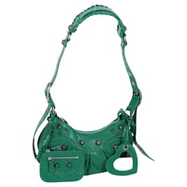 BALENCIAGA Le Cagole XS Borsa a Spalla in Pelle 2in1 Verde 671309 Auth 134862SAM