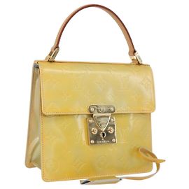 LOUIS VUITTON Borsa a mano Spring Street Monogram Vernis Grigio M91029 LV Auth gh1868