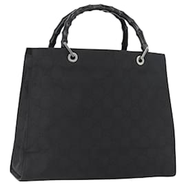 Borsa a mano GG Canvas Bamboo Gucci Nylon Nero Argento 002 1010 Auth BSZ259