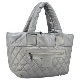 CHANEL Borsa a Mano Cococoon in Nylon Argento CC Auth bs34163