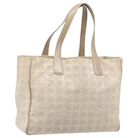 CHANEL Nuova Borsa Tote da Viaggio Nylon Beige Oro CC Auth ti3788