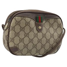 Bolso Sherry Line GG Supreme Web de GUCCI en PVC beige y dorado 89 02 066 Auth LNZ667