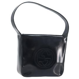 Borsa a Spalla GUCCI Pelle Verniciata Argento Nero 000 1013 0506 Auth bs34127