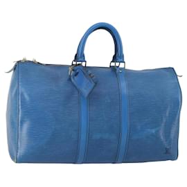 LOUIS VUITTON Epi Keepall 45 Borsa Boston Blu M42975 LV Auth 148140A