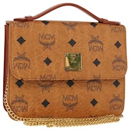 Borsa a Spalla MCM Logogram Vicetos in Pelle PVC Marrone Oro Auth 152173A