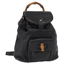 Zaino in Pelle Gucci Bamboo Nero Oro 003 1705 0030 Auth gh1298A