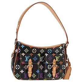 LOUIS VUITTON Borsa a mano Lodge PM Monogram Multicolore Nera M40054 LV Auth 130195SV
