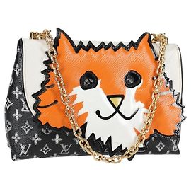 LOUIS VUITTON Catgram Bolsa de Ombro Cat Pochette Preta M52935 LV Auth 130472SM