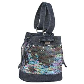 CHANEL Borsa a Mano in Paillettes Denim Blu CC Auth 139014SAV
