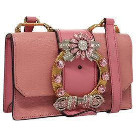 Borsa a Spalla Miu Miu in Pelle Rosa Oro Auth BD1584SAM