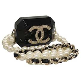 CHANEL Airpods-Hülle Schulter Kunststoff Schwarz CC Auth BA1117SM