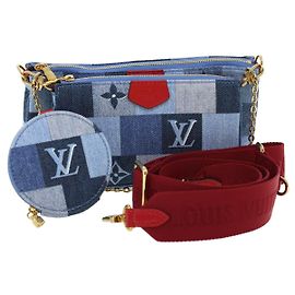 LOUIS VUITTON Borsa a Spalla Multi Pochette Accessoires in Denim M44990 Auth ar6462SM
