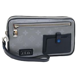LOUIS VUITTON Monogramm Satellite Alpha Clutch Tasche Silber M44171 LV Auth 29977SAV