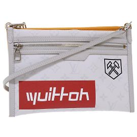 LOUIS VUITTON Borsa a Spalla Piatta Monogramma Bianca da Uomo Bron M44640 Auth 48487SAM