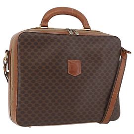 Céline Borsa da lavoro in tela Macadam CELINE in pelle PVC 2 vie marrone oro Auth ARZ129